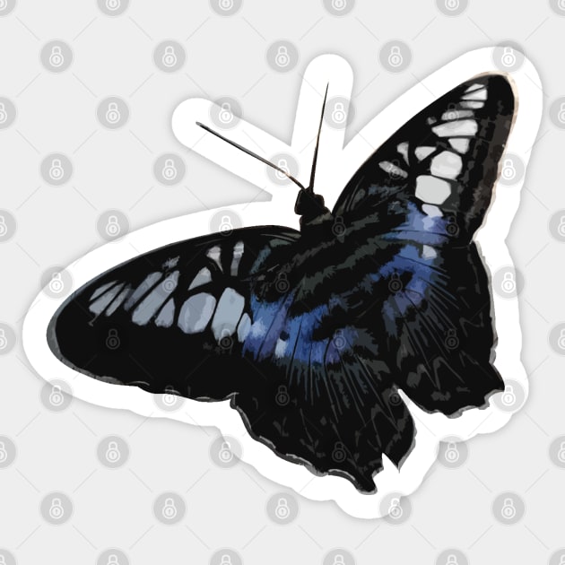 Blue and Black Butterfly Sticker Sticker by emadamsinc